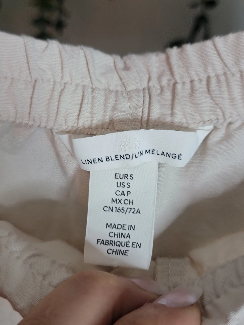 H&M Linen Blend Jogger Pants Cream Drawstring Ankle Tie Boho Resort Small